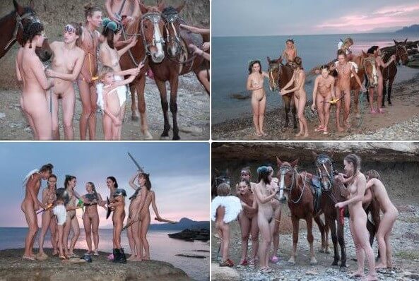 Mystical Horsey Riders Series photos - Interaction with nature through naturism and nudism