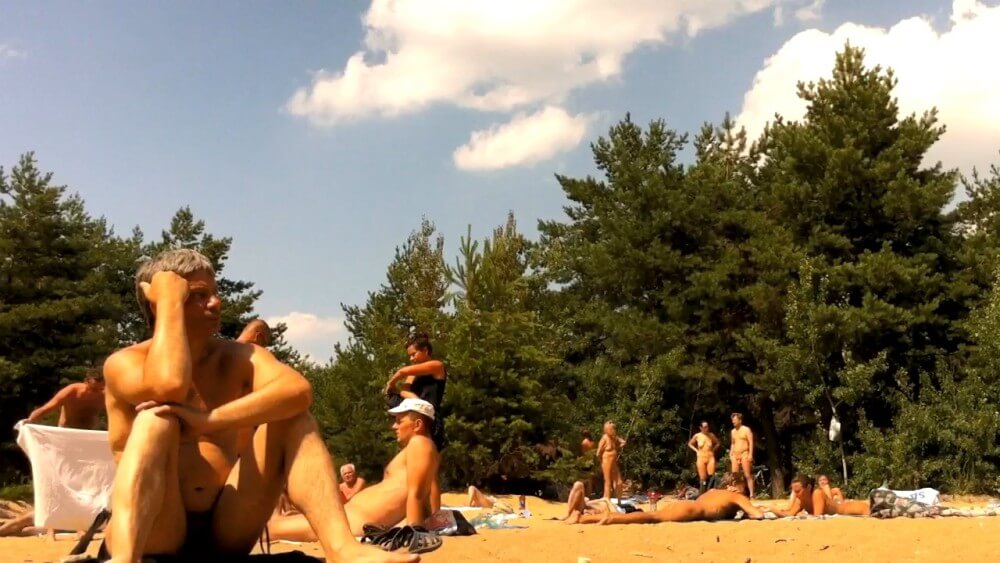 Nudist camping in the forest video HD - A naked persons soul is visible through their body